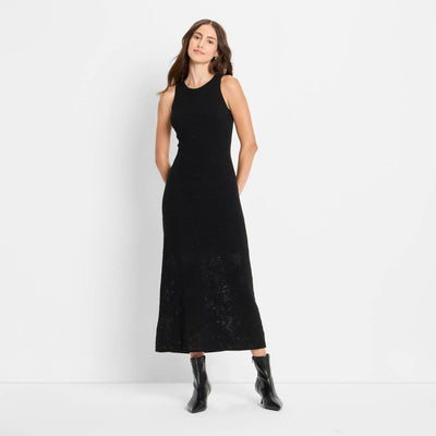 New - Women's Lace Midi Sweater Dress - Future Collective Black L