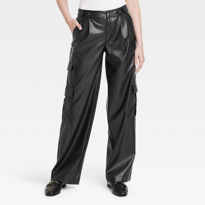 A New Day Women's Straight Relaxed High Rise Satin Cargo Pants Glossy A New DayBullseye Deals