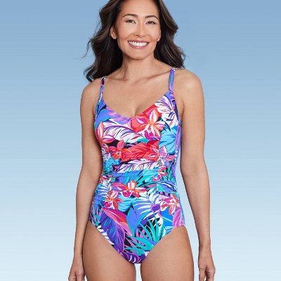 New - Aqua Green Women's V-Neck One Piece Swimsuit Tummy Control UPF 50+ Swimwear Aqua GreenBullseye Deals