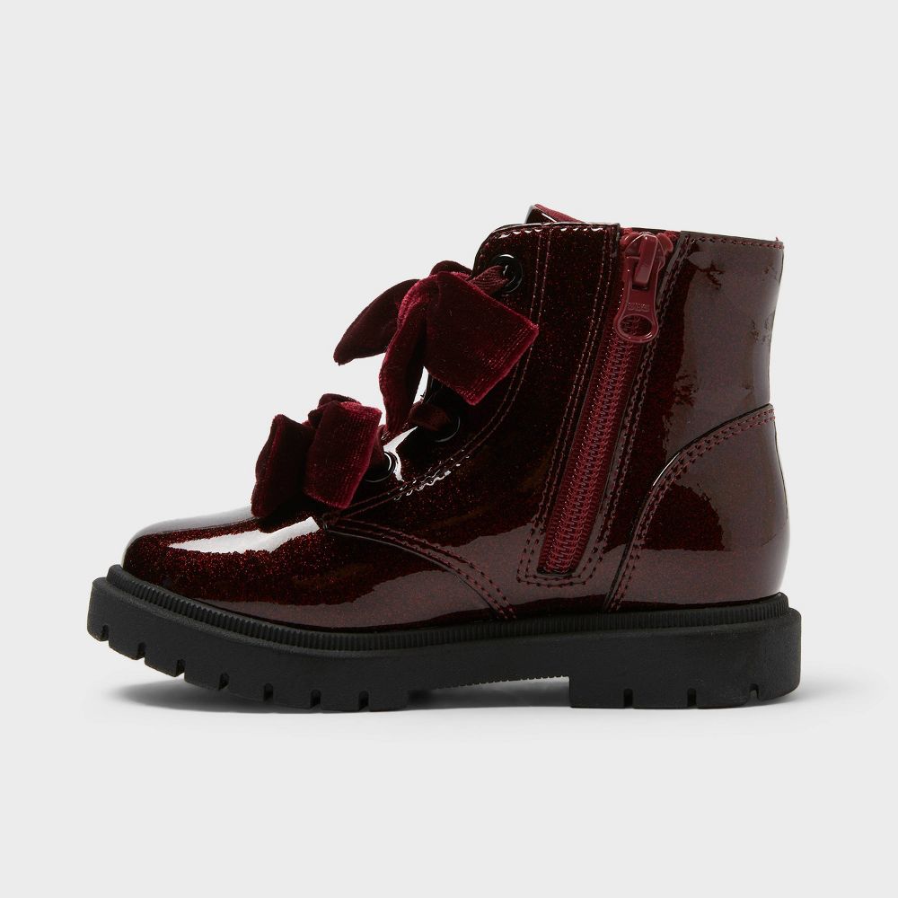 New - Toddler Estes Shimmer Combat Boots - Cat & Jack™ Burgundy 6T