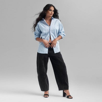 New - Women's Mid-Rise Barrel Leg Jeans - Future Collective Future CollectiveBullseye Deals
