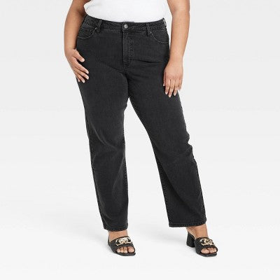 New - Ava & Viv Womens High Rise Regular Fit Full Straight Leg Jeans Midweight Ava & VivBullseye Deals
