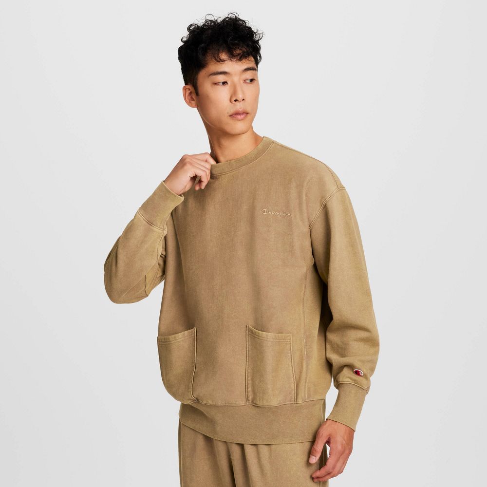 New - Champion Men's Washed Sweatshirt - Sand Pepper S