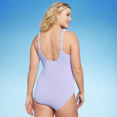 New - Kona Sol Women's Square Neck One Piece Swimsuit Full Coverage Tank Swimwear Blue Kona SolBullseye Deals
