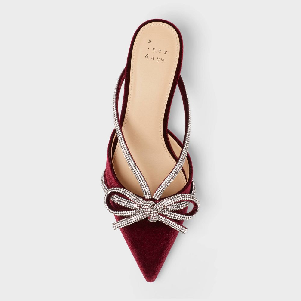 Open Box - Women’s Gwen Rhinestone Bow Heels - A New Day™ Burgundy 11