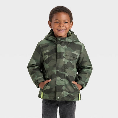 Open Box - Toddler Boys' Camo 3-in-1 Snowplay Jacket - Cat & Jack™ Olive Green 2T