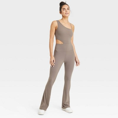 New - JoyLab Women's Full Length Sleeveless Flare Bodysuit Cutout Jumpsuit JoyLabBullseye Deals