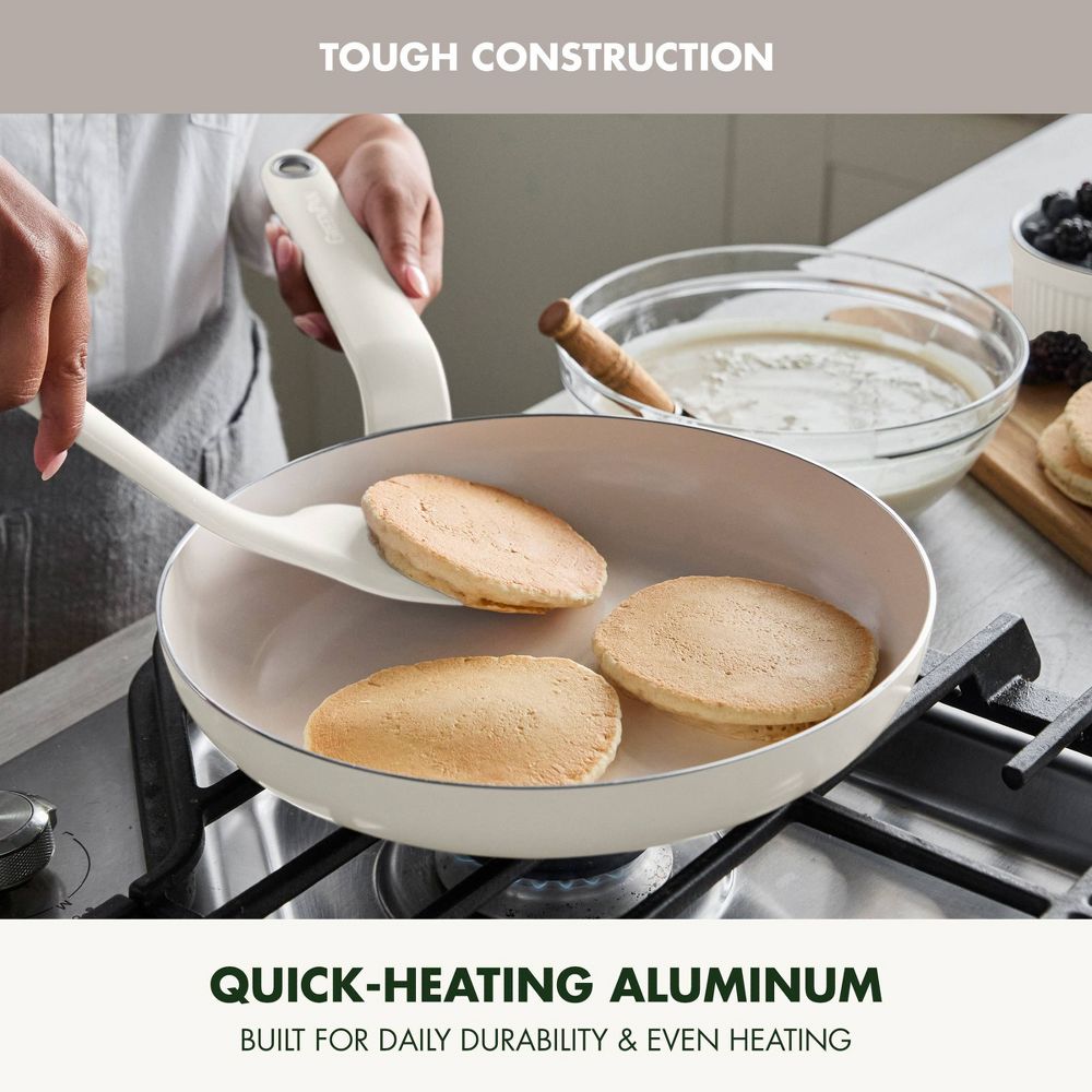 New - GreenPan Rio Advanced 2pc (10" and 12") Ceramic Nonstick Fry Pan Set Cream