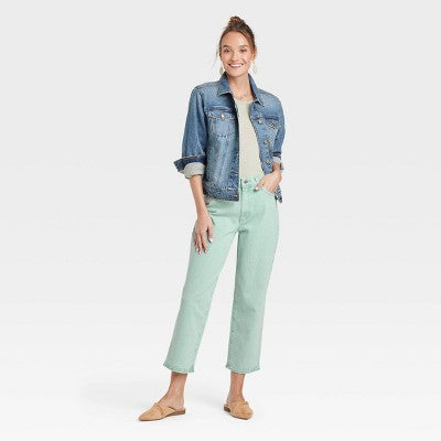 Women's High-Rise Straight Fit Cropped Jeans - Universal Thread Mint Universal ThreadBullseye Deals