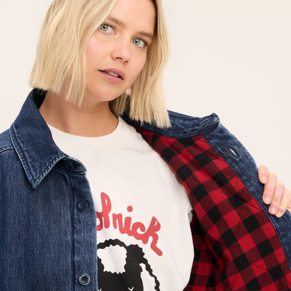 New - Adult Denim Shacket - Woolrich x Target Dark Wash Denim L