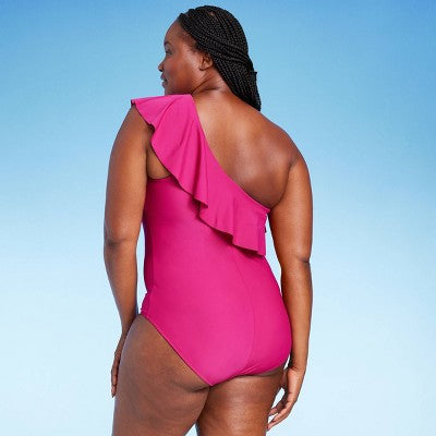 New - Kona Sol Women's Ruffle One Piece Swimsuit One Shoulder Swimwear Kona SolBullseye Deals