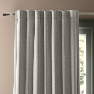 New - 50"x84" Blackout Textured Plaid Curtain Panel Gray - Threshold™: Room Darkening, OEKO-TEX Certified, Indoor Use