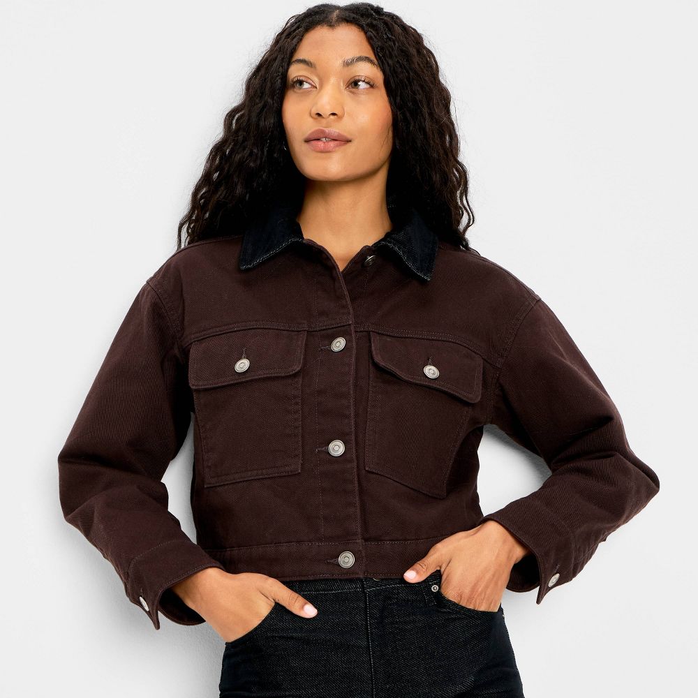 New - Women's Quilted Barn Jacket - Future Collective Brown M