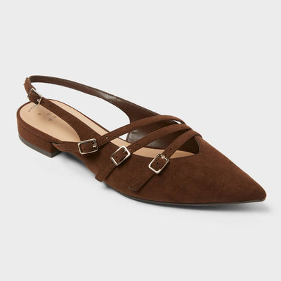 Women's Twiggy Multi Buckle Mini Heel Flats with Memory Foam Insole - A New Day