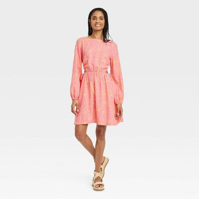 New - Women's Balloon Long Sleeve Mini A-Line Dress - Universal Thread Universal ThreadBullseye Deals
