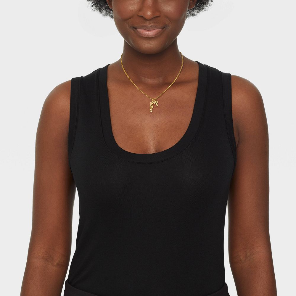 New - Bijoux Sport by Luv Aj MLB Gold Cubic Zirconia Charm Necklace - Philadelphia Phillies: Brass Chain, Lobster Claw Clasp, 16" Length