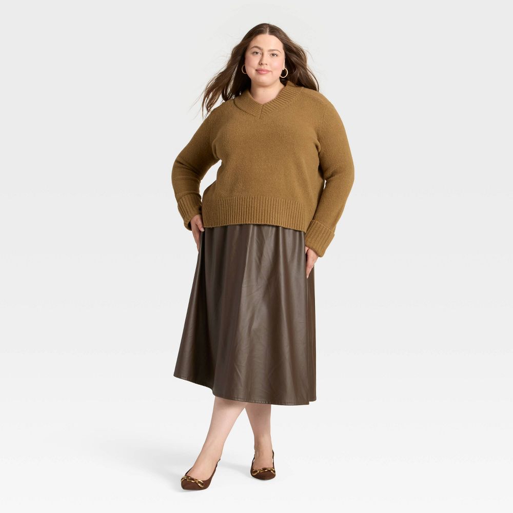 Open Box - Women's Faux Leather Skirt - A New Day™ Dark Brown L