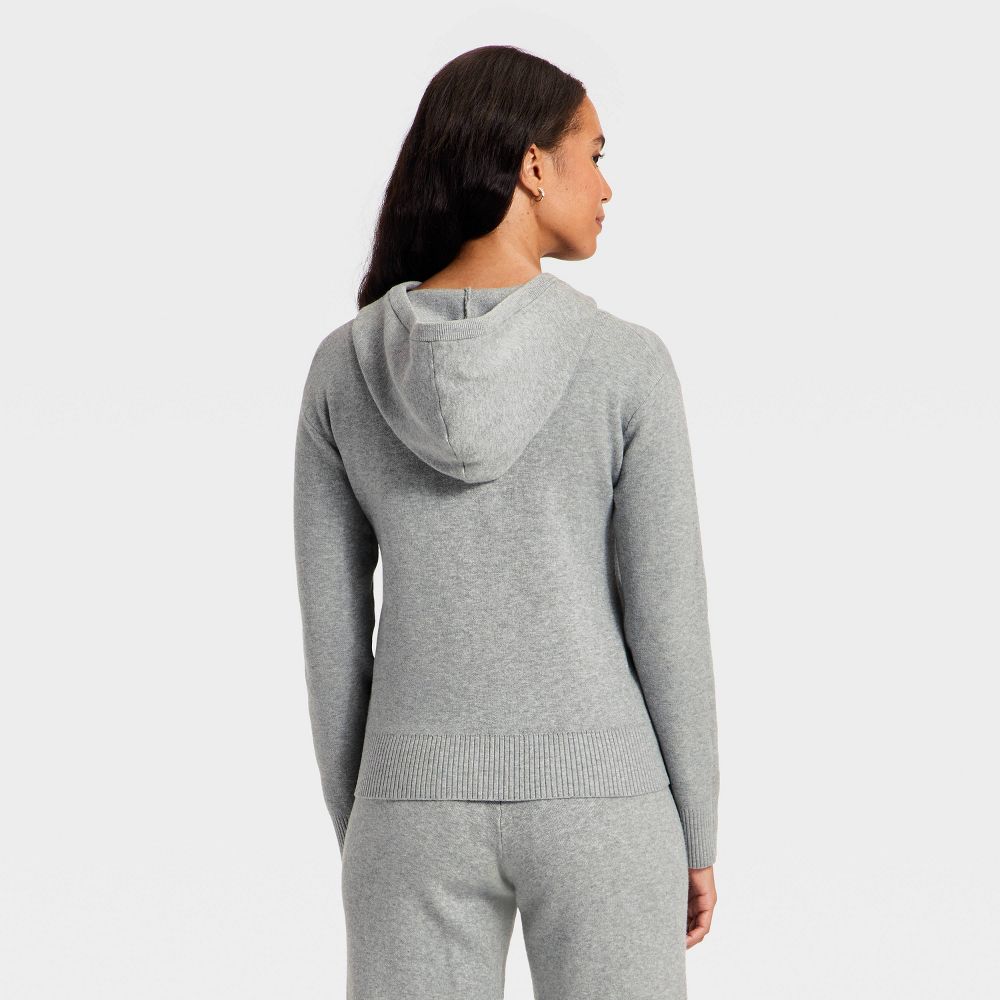 New - Women's Hooded Zip-Up Sweater - A New Day™ Heather Gray L