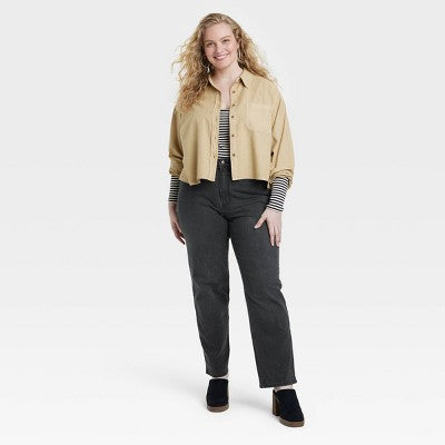 Universal Thread Women's High Waisted Straight Cargo Jeans 90's Vintage, Black Universal ThreadBullseye Deals