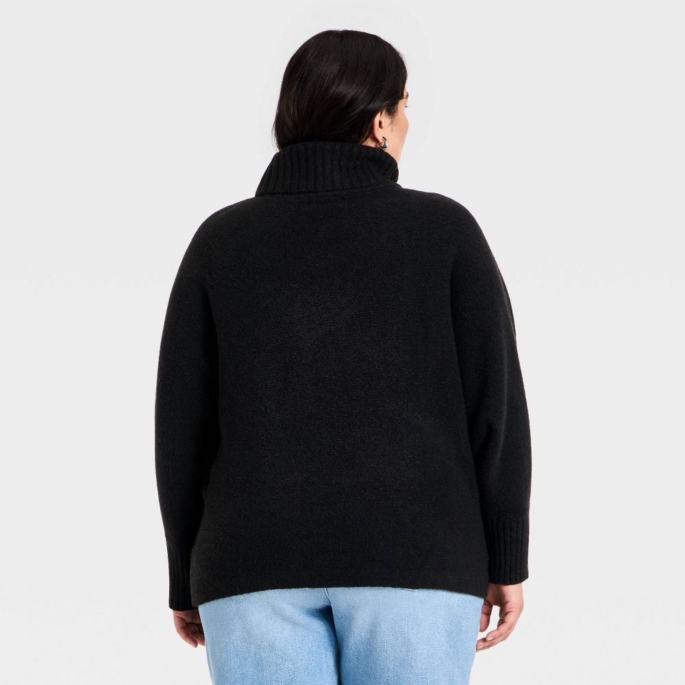 Open Box - Women's Turtleneck Pullover Sweater - Ava & Viv™ Black 1X