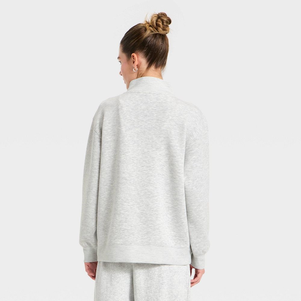 Open Box - Women's Airy Sleek Deep Zip Pullover Sweatshirt - All In Motion™ Heather Gray S