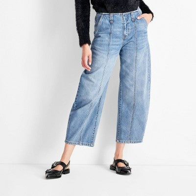 New - Women's Mid-Rise Barrel Leg Jeans - Future Collective Future CollectiveBullseye Deals