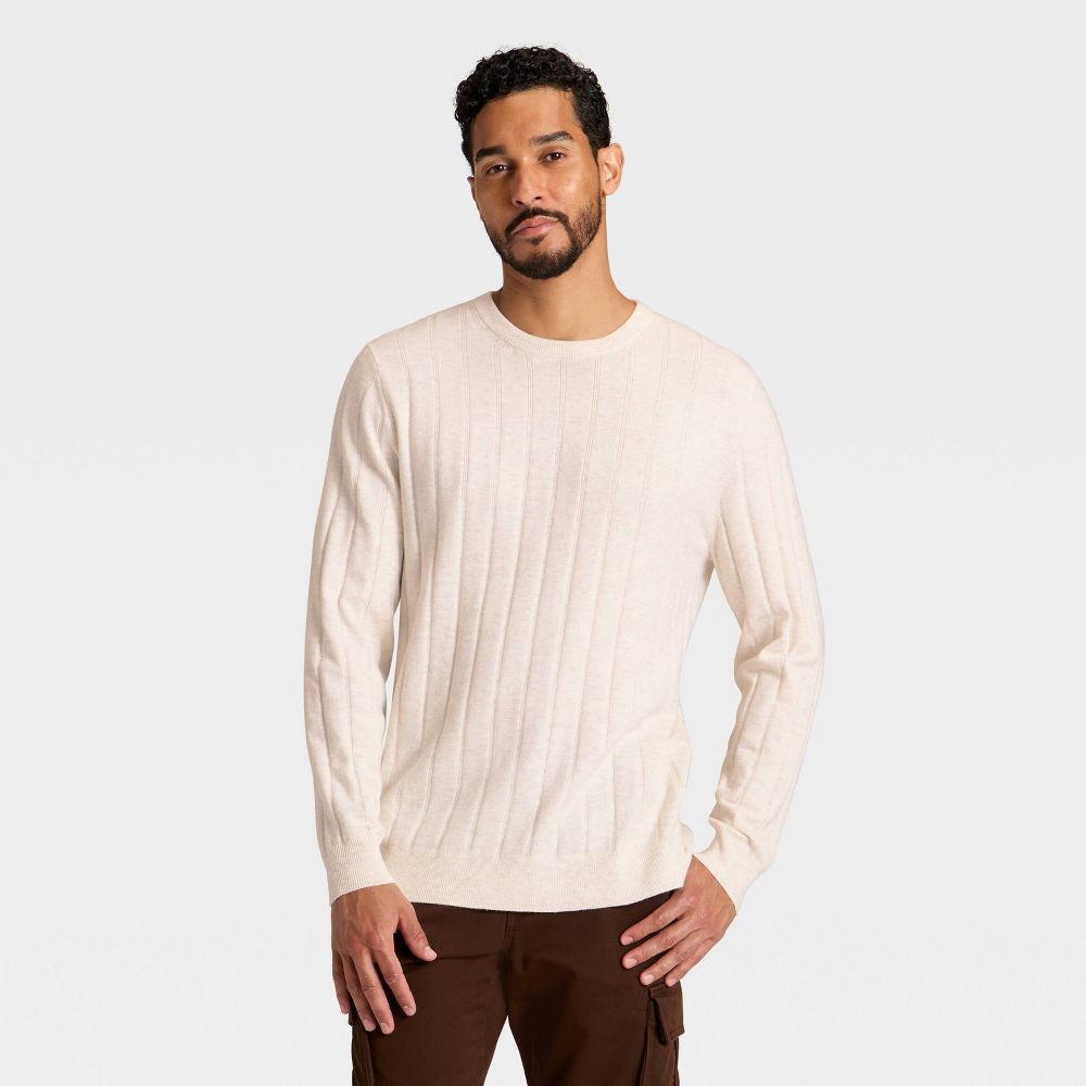 New - Men's Soft Knit Drop Stitch Sweater - Goodfellow & Co™ Cream XL