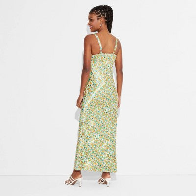 New - Wild Fable Women's Lace Trim Satin Maxi Slip Evening Party Dress Wild FableBullseye Deals