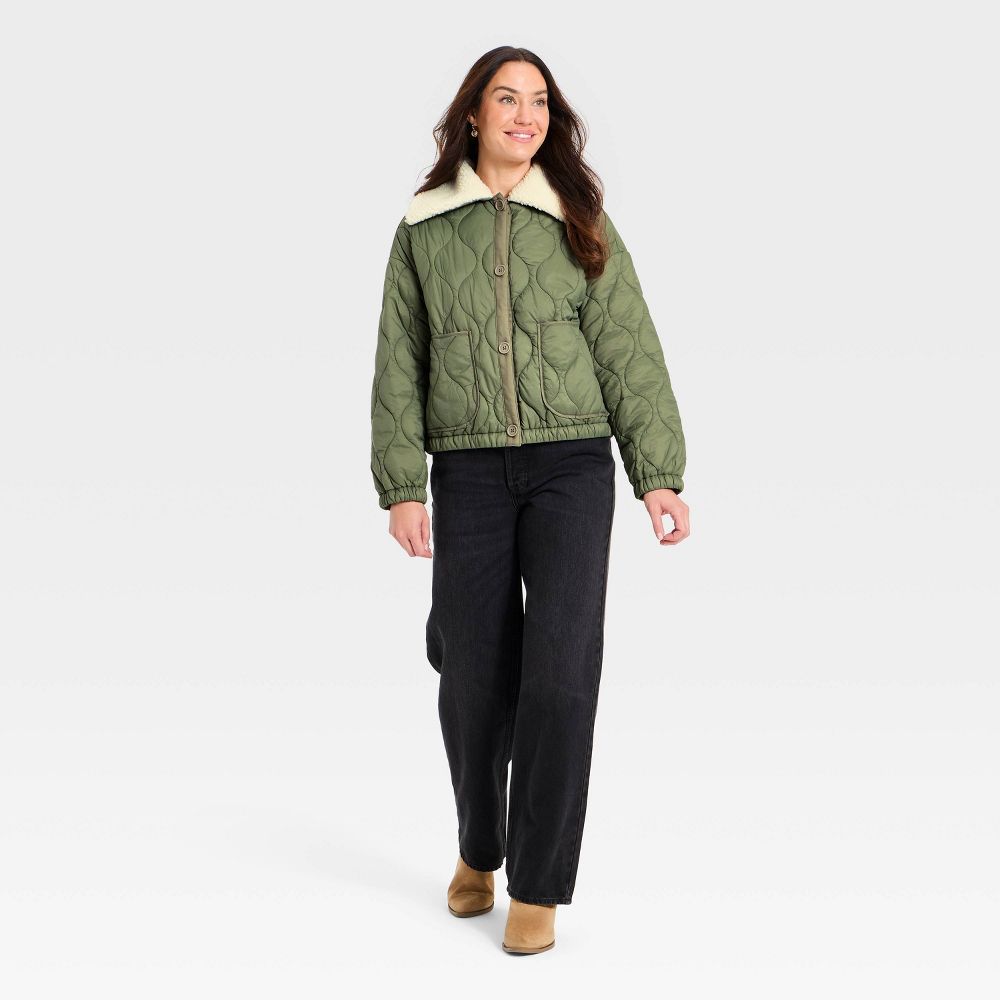 New - Women's Quilted Jacket - Universal Thread™ Olive Green S
