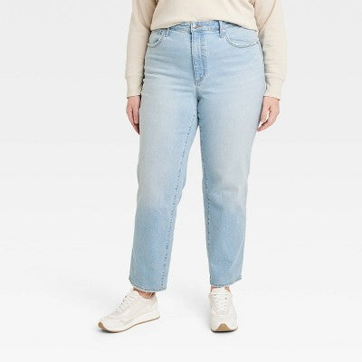 Universal Thread Women's High Waisted Straight Cargo Jeans 90's Vintage, Light Wash Universal ThreadBullseye Deals