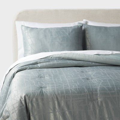 New - Threshold Comforter Set Cotton Blend Jacquard Geometric ThresholdBullseye Deals
