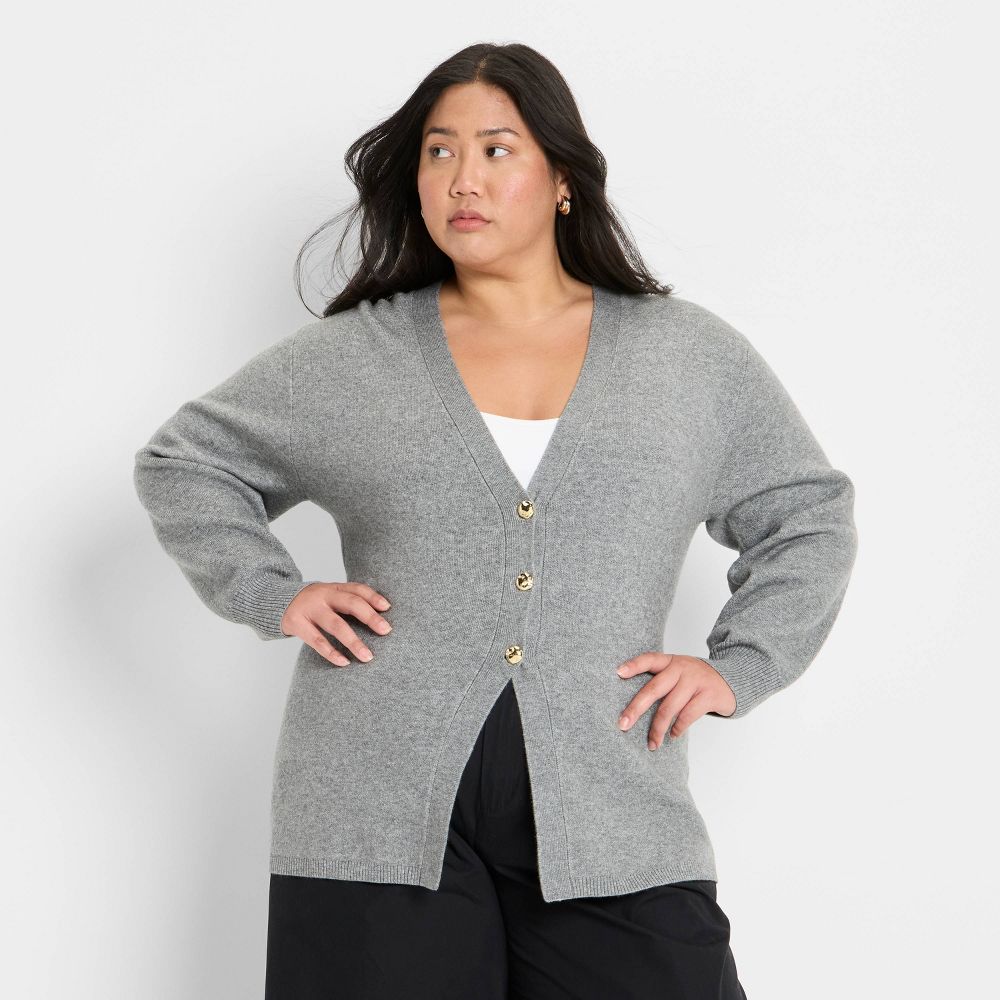 New - Women's Nipped Waist Cardigan - Future Collective Gray 1X
