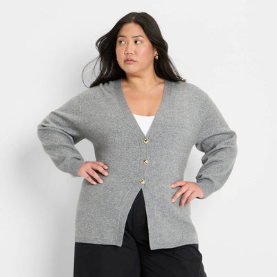 New - Women's Nipped Waist Cardigan - Future Collective Gray 1X