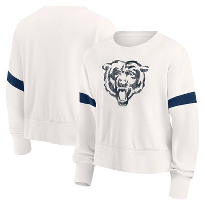 NFL Chicago Bears Women's Primary Antique Long Sleeve Crew Fleece Sweartshirt NFLBullseye Deals