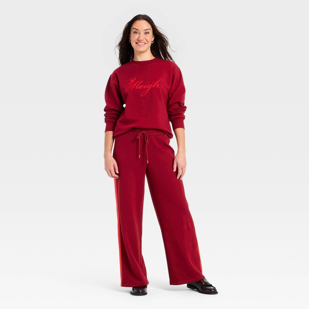 New - Women's Mid-Rise Straight Leg Pull-On Pants - Universal Thread™ Maroon L