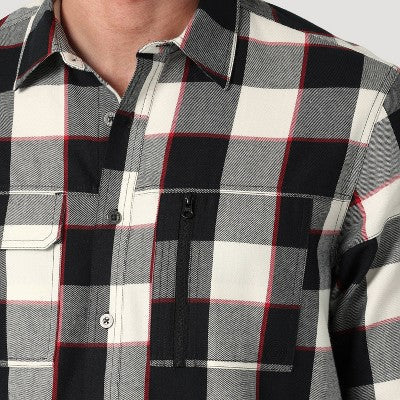 New - Wrangler Men's Button Up Flannel Shirt Basic Front Flap Pocket Zipper WranglerBullseye Deals