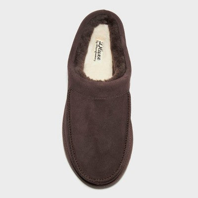 Open Box - Dluxe By Dearfoams Men's Suede Shearling Slip On Slippers Clog Indoor/Outdoor dluxe by dearfoamsBullseye Deals