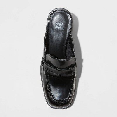 New - Wild Fable Women's 3" Chunky Block High Heel Slip On Penny-Loafer Mules Wild FableBullseye Deals