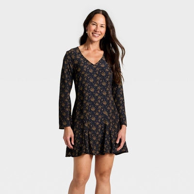 Open Box - Women's Bell Long Sleeve Godet Mini A-Line Dress - Universal Thread™ Navy Blue Floral XS