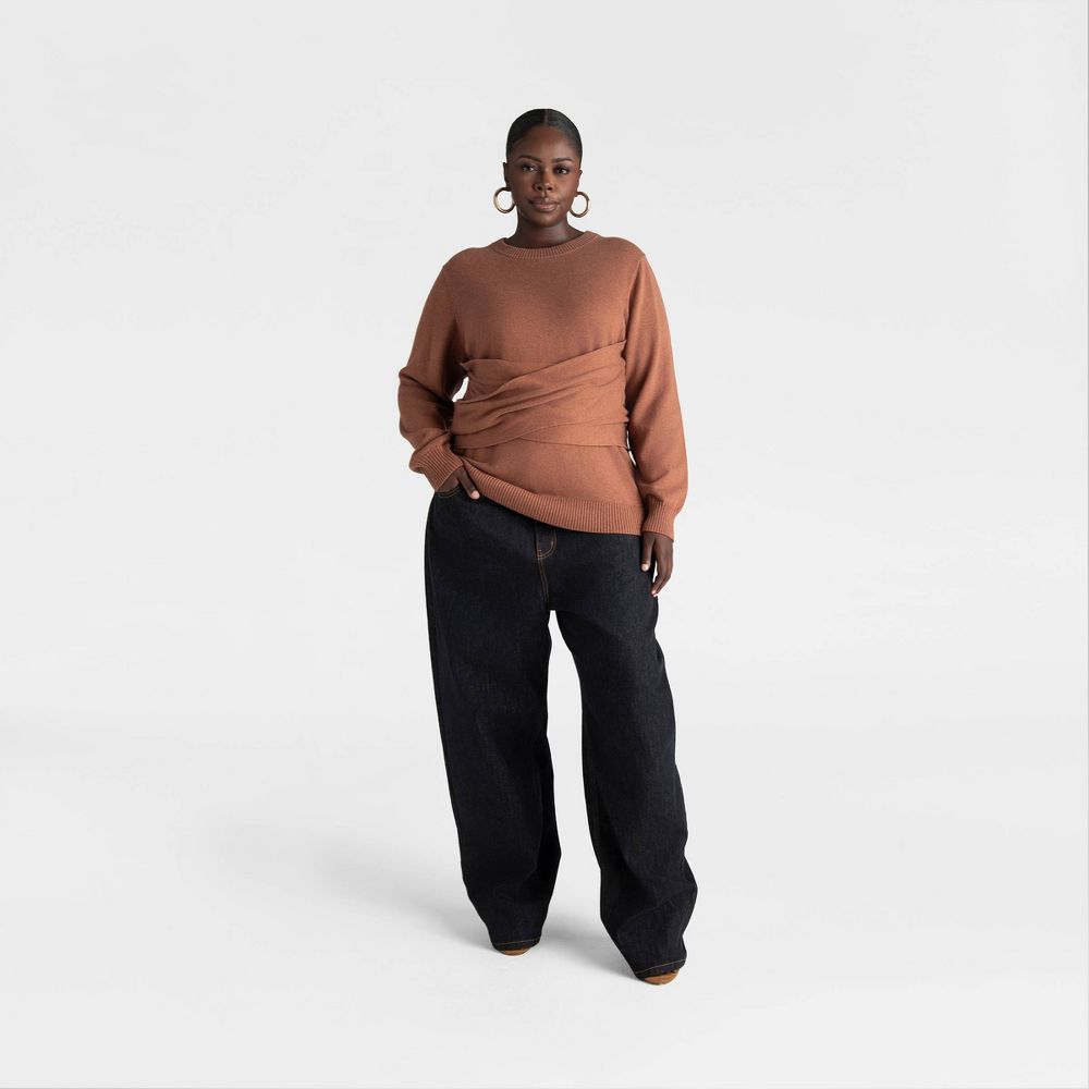 New - KBB by KAHLANA Women's 'The Crossover Sweater' - Brown Sugar 2X