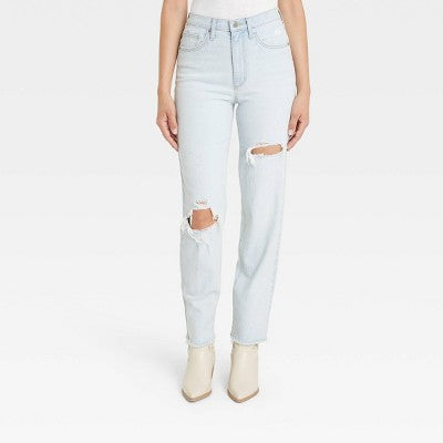 Universal Thread Women's High Waisted Straight Cargo Jeans 90's Vintage, Light Wash Universal ThreadBullseye Deals
