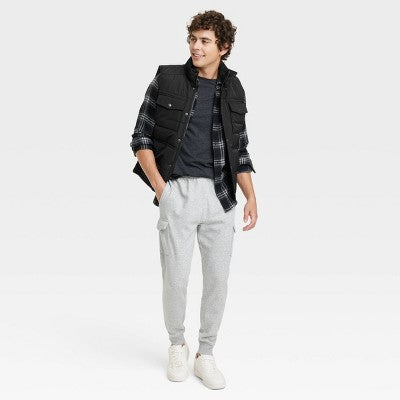 New - Goodfellow & Co Men's Zipper Snap Houndstooth Midweight Puffer Vest Corduroy Goodfellow & CoBullseye Deals