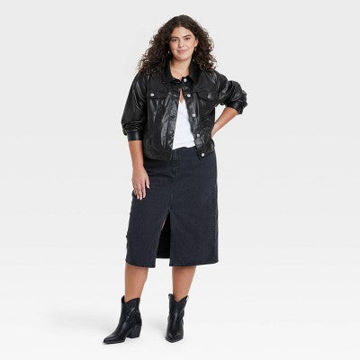 Universal Thread Women's Plus Button Up Faux Leather Moto Jacket Universal ThreadBullseye Deals