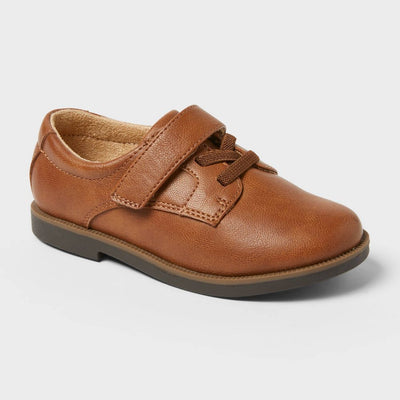 New - Toddler Miles Dress Shoes - Cat & Jack™ Cognac 7T: Hook and Loop, Flexible Sole, Closed Round Toe