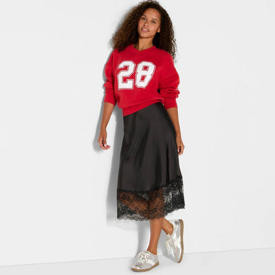 New - Women's Lingerie Slip Midi Skirt - Wild Fable™ Black XL