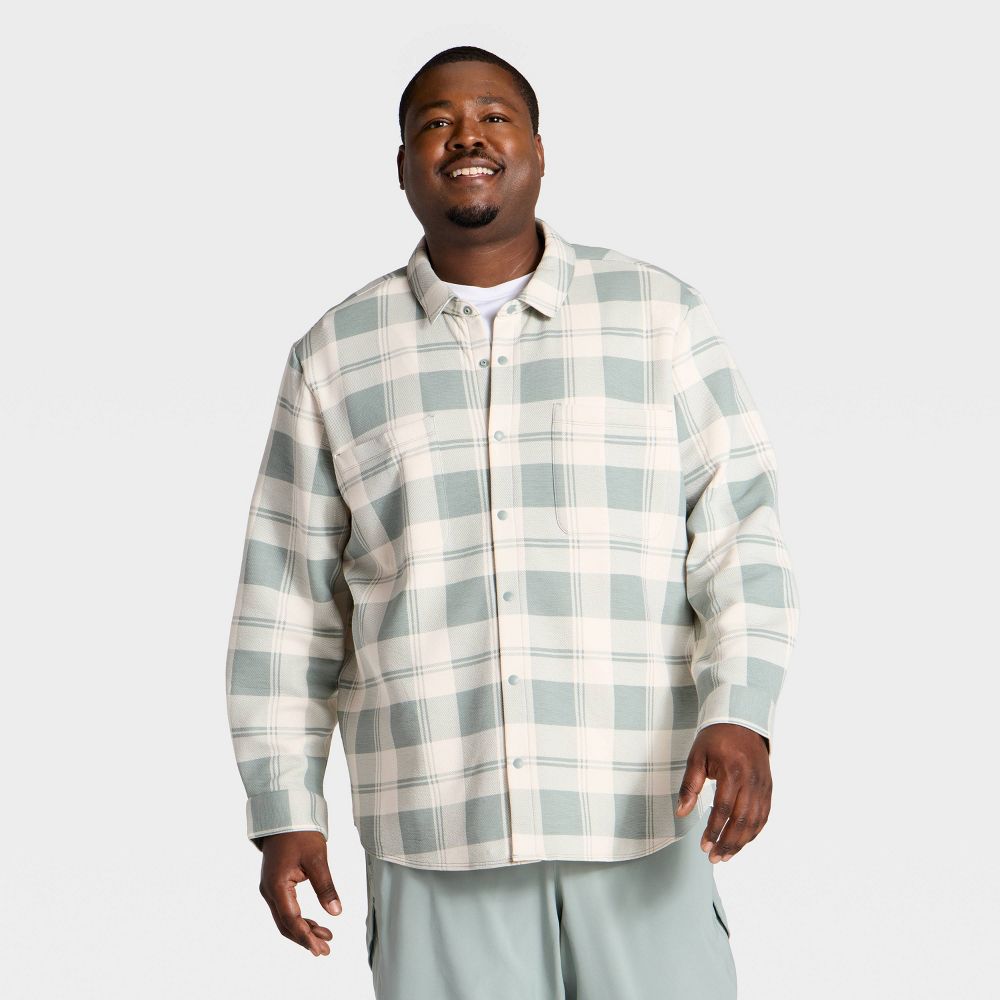 New - Men's Big Shirt Jacket - All In Motion™ Green Plaid 3XL
