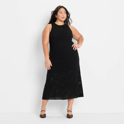 New - Women's Lace Midi Sweater Dress - Future Collective Black XXL