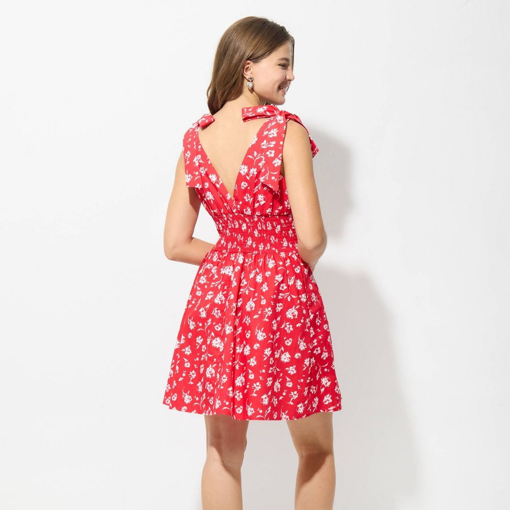 New - Women's Tie Shoulder Mini Dress - Wild Fable™ Red Floral XL