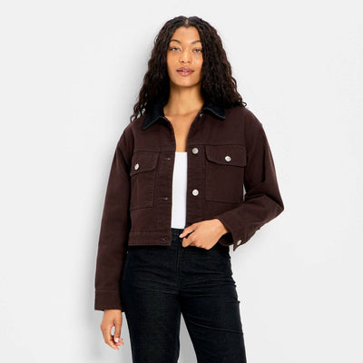 New - Women's Quilted Barn Jacket - Future Collective Brown S