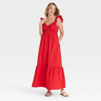 New - Women's Flutter Cap Sleeve Maxi A-Line Dress - Universal Thread Universal ThreadBullseye Deals